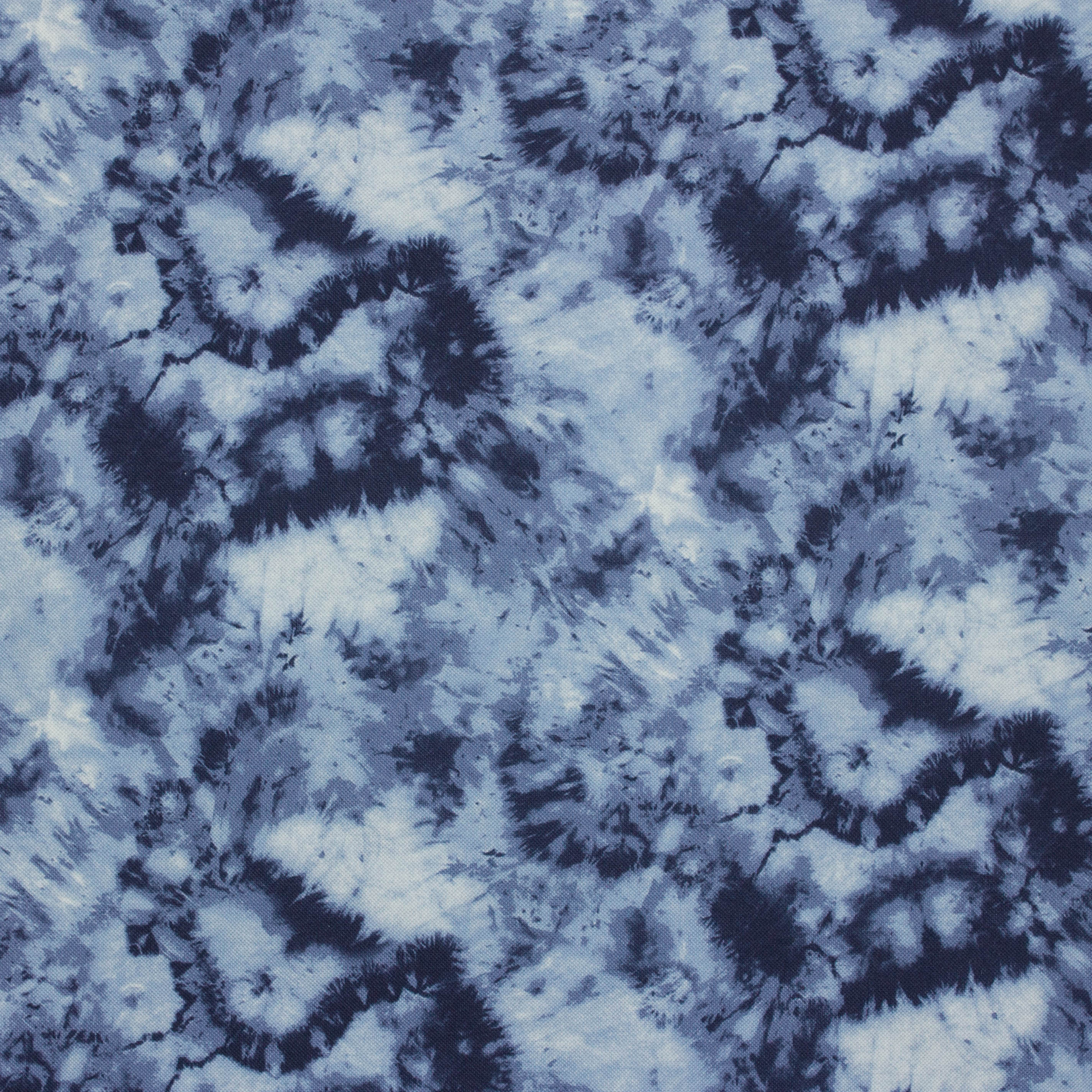 Piqué katoen blauw tie dye